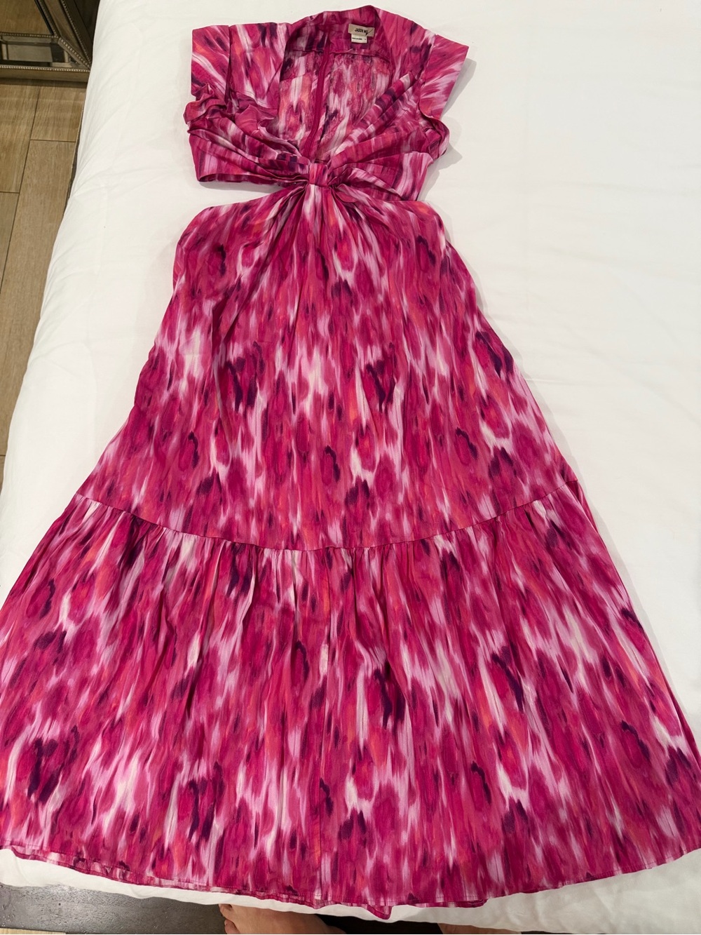 Jason Wu Pink Tie-Front Maxi Dress with White Accents